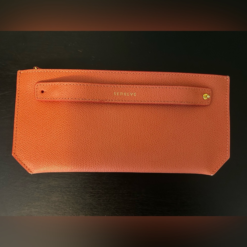 NWOT Senreve Coral Leather Wristlet